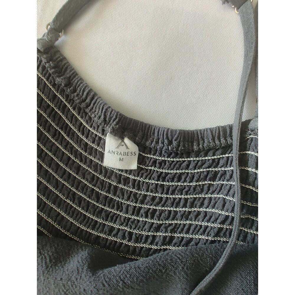 ANRABESS Women’s Gray Smocked Strappy Sleeveless Wide-Leg Jumpsuit M - Picture 9 of 9